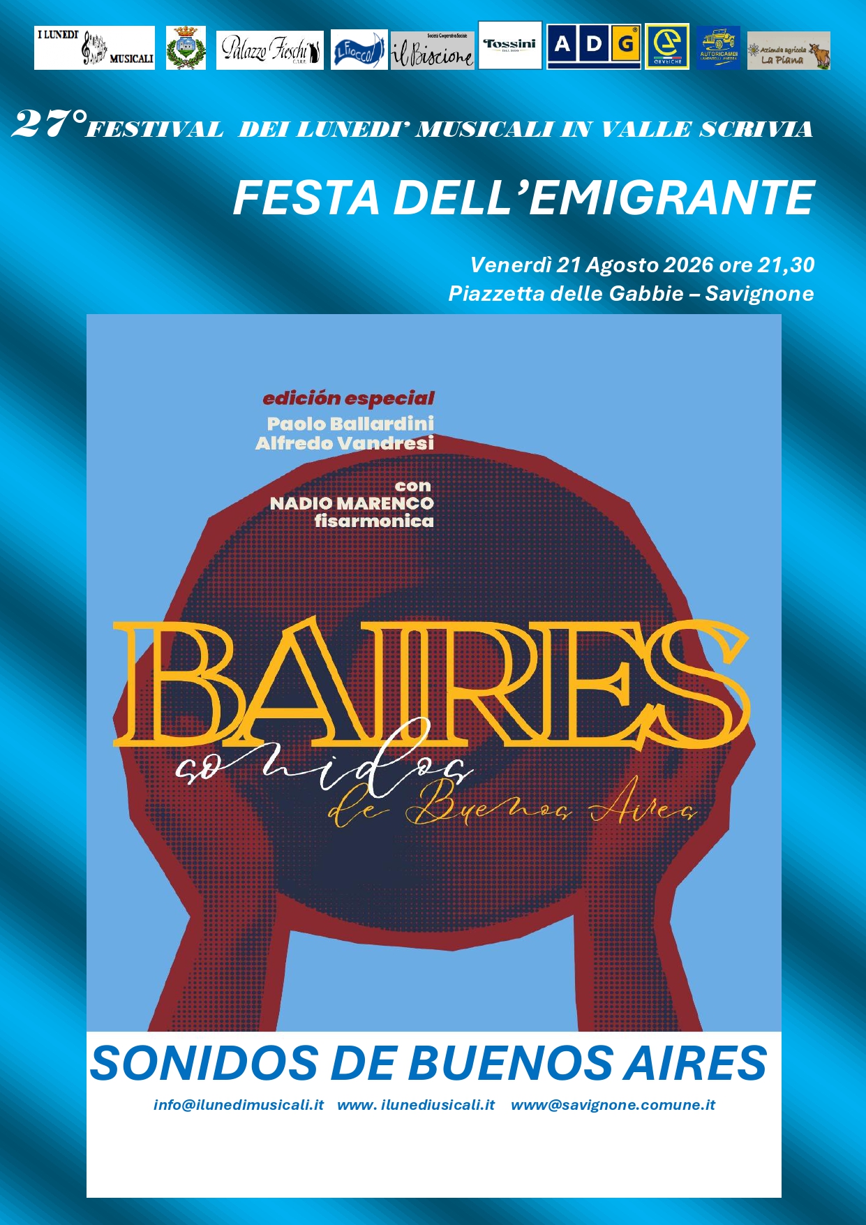 27° FESTIVAL DEI LUNEDI MUSICALI IN VALLE SCRIVIA